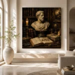 Museum-Inspired Marble Bust Dark Academia Office Art Canvas Print - Image 8