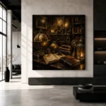 Candlelit Globe Study Dark Academia Office Art Canvas Print - Image 5