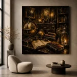 Candlelit Globe Study Dark Academia Office Art Canvas Print - Image 6