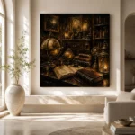 Candlelit Globe Study Dark Academia Office Art Canvas Print - Image 8
