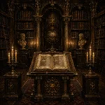 Illuminated Lectern Dark Academia Office Art Canvas Print
