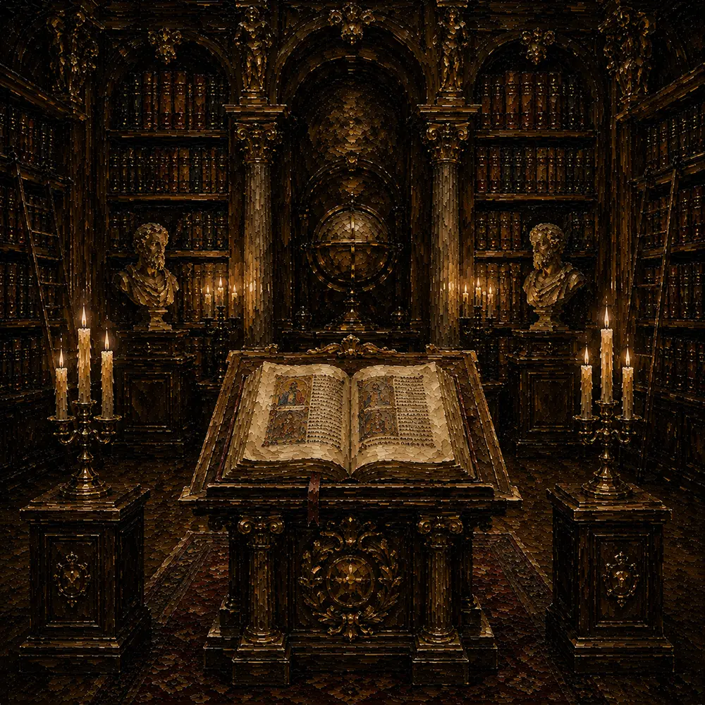 Illuminated Lectern Dark Academia Office Art Canvas Print