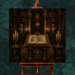 Illuminated Lectern Dark Academia Office Art Canvas Print - Image 2