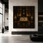 Illuminated Lectern Dark Academia Office Art Canvas Print - Image 5