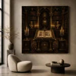 Illuminated Lectern Dark Academia Office Art Canvas Print - Image 6