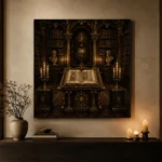 Illuminated Lectern Dark Academia Office Art Canvas Print - Image 7