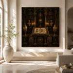 Illuminated Lectern Dark Academia Office Art Canvas Print - Image 8