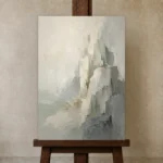 Serene Layered Stone Quiet Focus Wall Art Canvas Print displayed on a studio easel