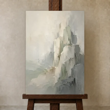 Serene Layered Stone Quiet Focus Wall Art Canvas Print shown in Studio Easel