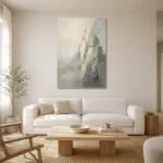 Serene Layered Stone Quiet Focus Wall Art Canvas Print styled in a refined neutral interior