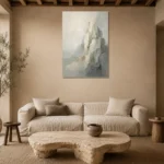 Serene Layered Stone Quiet Focus Wall Art Canvas Print presented in a sophisticated home setting
