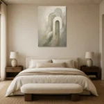 Sage Sculptural Arch Quiet Focus Wall Art Canvas Print showcased in an elegant minimalist interior