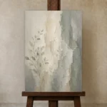 Mist Botanical Quiet Focus Wall Art Canvas Print displayed on a studio easel