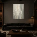 Mist Botanical Quiet Focus Wall Art Canvas Print shown in a warm modern interior