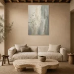 Mist Botanical Quiet Focus Wall Art Canvas Print presented in a sophisticated home setting