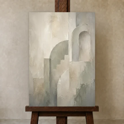 Luminous Architectural Quiet Focus Wall Art Canvas Print shown in Studio Easel