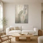 Luminous Architectural Quiet Focus Wall Art Canvas Print styled in a refined neutral interior