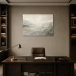 Misty Mineral Panorama Quiet Focus Wall Art Canvas Print displayed in a contemporary gallery-inspired room