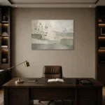 Sage Botanical Silhouettes Quiet Focus Wall Art Canvas Print displayed in a contemporary gallery-inspired room