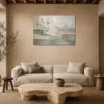 Sage Botanical Silhouettes Quiet Focus Wall Art Canvas Print presented in a sophisticated home setting