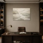 Flowing River Stone Quiet Focus Wall Art Canvas Print displayed in a contemporary gallery-inspired room