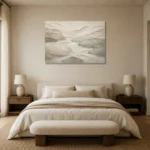 Flowing River Stone Quiet Focus Wall Art Canvas Print showcased in an elegant minimalist interior