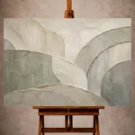 Ivory and sage Quiet Focus Wall Art print featuring broad architectural curves and textured plaster for elegant office interiors