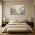 Sage Architectural Curves Quiet Focus Wall Art Canvas Print showcased in an elegant minimalist interior