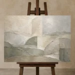 Weathered Geometry Quiet Focus Wall Art Canvas Print displayed on a studio easel