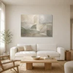 Weathered Geometry Quiet Focus Wall Art Canvas Print styled in a refined neutral interior