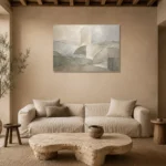 Weathered Geometry Quiet Focus Wall Art Canvas Print presented in a sophisticated home setting