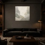Pearl Stone Harmony Quiet Focus Wall Art Canvas Print shown in a warm modern interior
