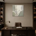 Dusty Sage Botanical Quiet Focus Wall Art Canvas Print displayed in a contemporary gallery-inspired room