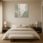Dusty Sage Botanical Quiet Focus Wall Art Canvas Print showcased in an elegant minimalist interior