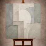 Ivory and sage Quiet Focus Wall Art print featuring architectural circles and rectangular mineral planes for refined office interiors