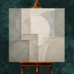 Ivory Geometric Quiet Focus Wall Art Canvas Print - Image 2