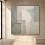 Ivory Geometric Quiet Focus Wall Art Canvas Print - Image 3