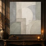 Ivory Geometric Quiet Focus Wall Art Canvas Print - Image 4