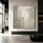 Ivory Geometric Quiet Focus Wall Art Canvas Print - Image 5