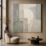 Ivory Geometric Quiet Focus Wall Art Canvas Print - Image 6