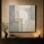 Ivory Geometric Quiet Focus Wall Art Canvas Print - Image 7