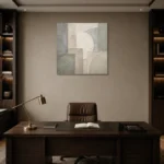 Ivory Geometric Quiet Focus Wall Art Canvas Print displayed in a contemporary gallery-inspired room
