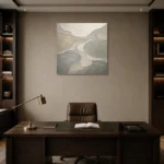 Sage River Ripple Quiet Focus Wall Art Canvas Print displayed in a contemporary gallery-inspired room