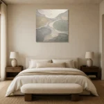 Sage River Ripple Quiet Focus Wall Art Canvas Print showcased in an elegant minimalist interior