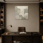 Sage Sculptural Geometry Quiet Focus Wall Art Canvas Print displayed in a contemporary gallery-inspired room