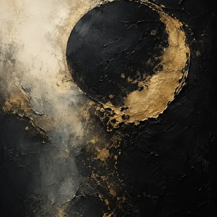 Golden Eclipse Black & Gold Wall Art Canvas Print