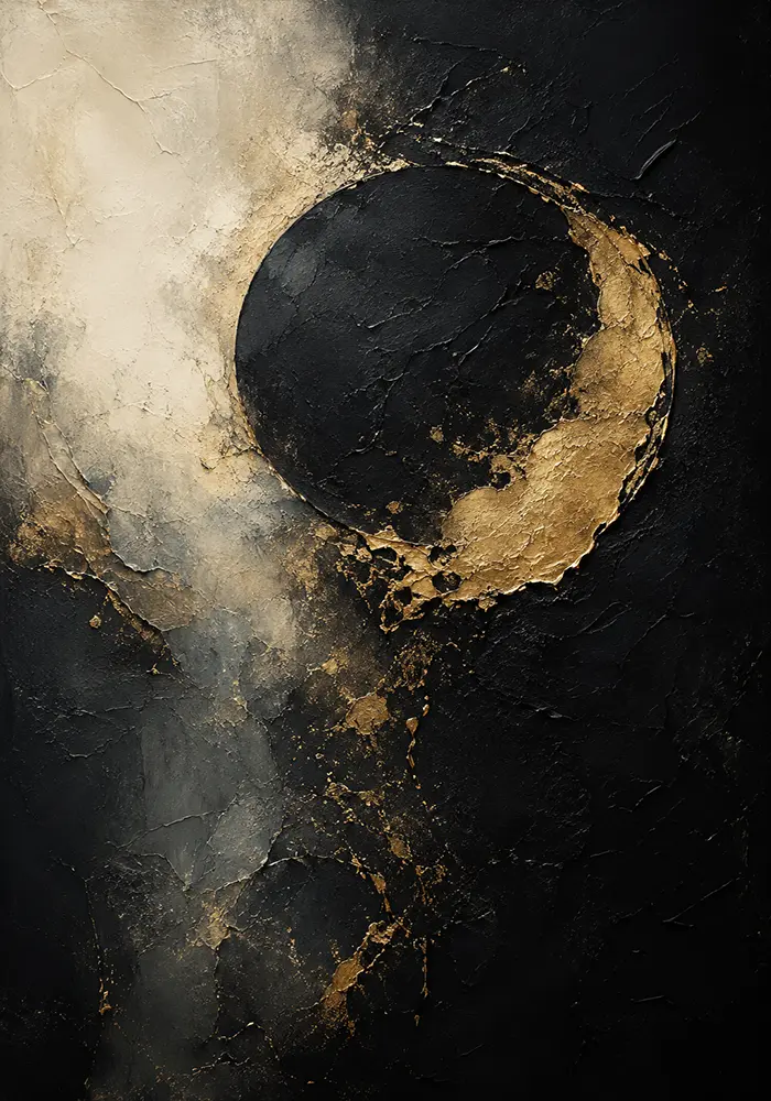 Golden Eclipse Black & Gold Wall Art Canvas Print