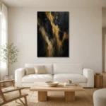 Gilded Veil Black & Gold Wall Art Canvas Print styled in a refined neutral interior