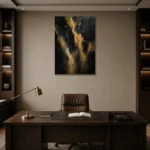 Gilded Veil Black & Gold Wall Art Canvas Print displayed in a contemporary gallery-inspired room