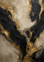 Ivory Rift Black & Gold Wall Art Canvas Print